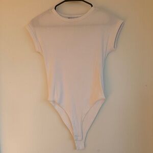 Zara White Ribbed Bodysuit